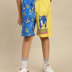 Kidsville Knit Sonic The Hedgehog Featuring Character Printed Swimming Shorts - Blue & Yellow-image-76