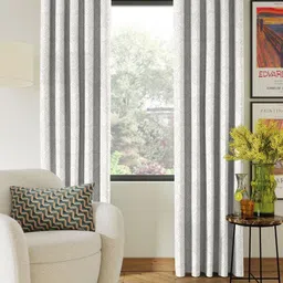 Nefertiti Home Beige 2 Pieces Floral Printed Door Curtains-picture-2