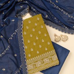 Koskii Women Ethnic Motifs Embroidered Unstitched Dress Material-image-67