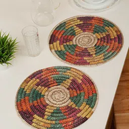 HOSTA HOMES 2-Pcs Beige & Red Digital Printed Pure Cotton Table Placemats-17