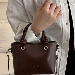 LULU & SKY PU Oversized Structured Handheld Bag With Bow Detail-16