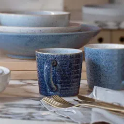 DENBY Studio Blue Cobalt Ridged Stoneware Mug (400 ml) - Set of 1-30