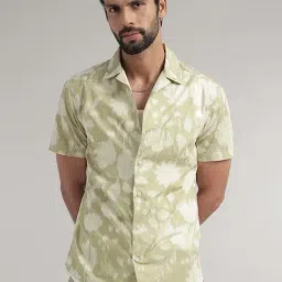 ANDAMEN Beige Regular Fit Printed Cotton Shirt-image-67