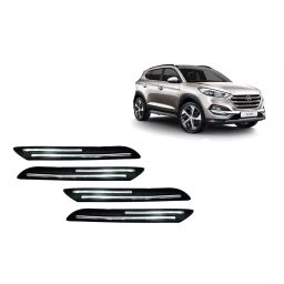 Auto Pearl Plastic & Silver Plated Car Bumper Guardfor Tucson Black/Silver (Pack of 4 Pcs)-18