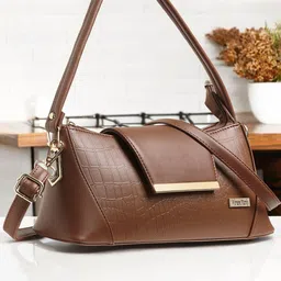 WOMEN MARKS Textured PU Bucket Sling Bag with Bow Detail-0