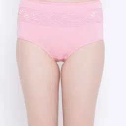 Clovia Pink Lace Hipster Panty-image-90