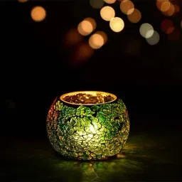 eCraftIndia Mosiac Glass Decorative Tea Light Holder/Diya-12