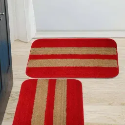 HOSTA HOMES Red & Beige Polyester Door Mats - Set of 2-43
