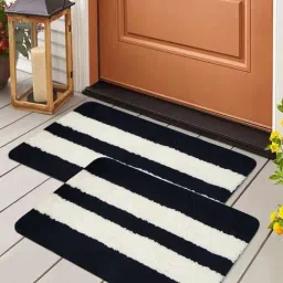 HOSTA HOMES Black & White Polyester Door Mats - Set of 2-24
