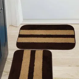 HOSTA HOMES Brown & Beige Polyester Door Mats - Set of 2-13