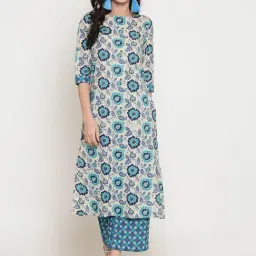 Sera Blue & Beige Floral Print Kurta-picture-42