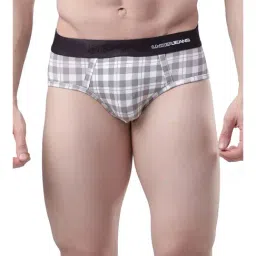 UnderJeans by Spykar White & Grey Checks Briefs-28