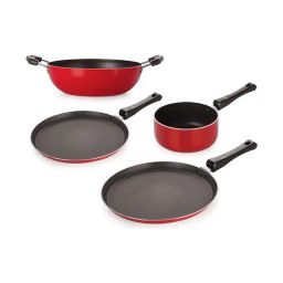 Nirlon Non-Stick Red Aluminium Kitchenware Kitchen Cooking Utencil Combo Set-32