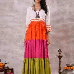 Rustorange Off White Printed Dress-image-89