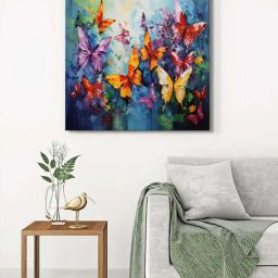 999Store Multicolor Canvas Butterfly Garden Wrapped Painting-45