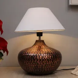 Homesake White Hammered Oil-Rubbed Bronze Metal Table Lamp-45