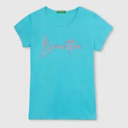United Colors of Benetton Kids Blue Cotton Printed T-Shirt-picture-32