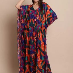 Secret Wish Multicolor Abstract Print Kaftan image 4