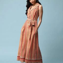 aarke Ritu Kumar Brown Striped Jumpsuit-image-37