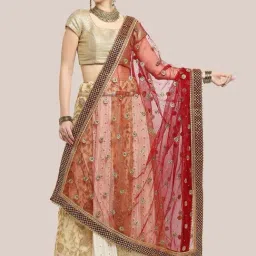 Dupatta Bazaar Maroon Zari Work Dupatta-picture-41