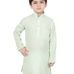 SG Yuvraj Kids Pista Green Solid Full Sleeves Kurta-image-67