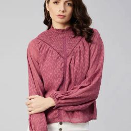 Marie Claire Pink Self Design Top-image-69