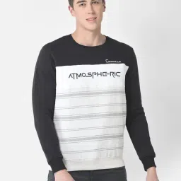 Crimsoune Club Grey Melange & Black Regular Fit Printed Sweatshirt-picture-30