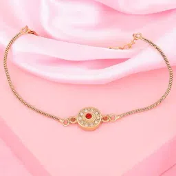 Estele Gold-Plated Bracelet with Red & White Crystals for Women-picture-22