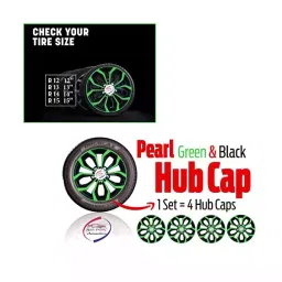 Auto Pearl Car Green Black Wheel Cover Caps 381 mm(15 Inch) Press Type Fitting for All Cars-image-31