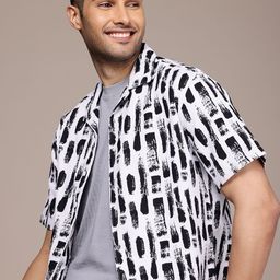 WROGN Opaque Abstract Printed Pure Cotton Oversized Shirt-image-95