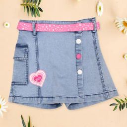 Cutecumber Kids Blue Embroidered Skort-picture-27