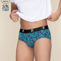 XYXX Aqua Strokes & Boxy Grey Slim Fit Printed Briefs - Pack Of 2-29