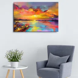 999store Multicolor Abstract Framed Canvas Painting image 1