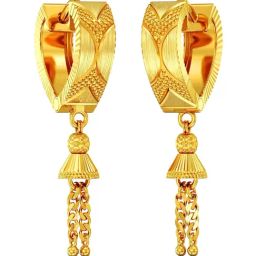 Joyalukkas 22k Yellow Gold Elegant Heart Textured Hoop Earrings for Women-image-23