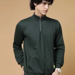 Rigo Dark Green Boxy Fit Graphic Print Oversized Sweatshirt-image-0