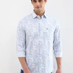 Allen Solly White Cotton Slim Fit Printed Shirt-image-22