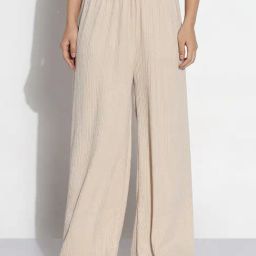 SHOWOFF Beige Elastane Solid Trousers-image-77