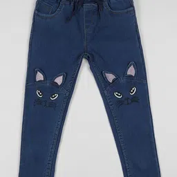 F2M Girls Blue Slim Fit Embroidered Jeans-picture-14