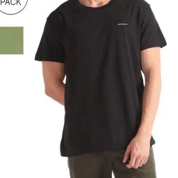 Calvin Klein Jeans Dark Juniper & Black Solid Regular Fit T-Shirt - Pack of 2-picture-49