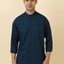 Allen Solly Navy Cotton Regular Fit Striped Shirt-image-54