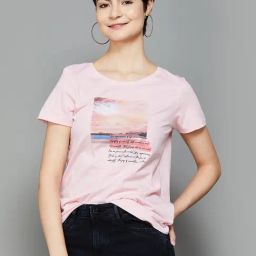 Fame Forever by Lifestyle Pink Cotton Printed T-Shirt-image-8
