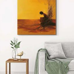 999Store Yellow & Orange Canvas Wrapped Painting-46