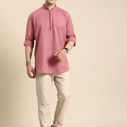 Anouk Men Solid Pure Cotton Short Kurta-image-87