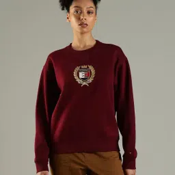 Tommy Hilfiger Maroon Cotton Regular Fit Logo Printed Sweatshirts-picture-47