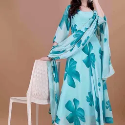 Raiyani Enterprise Women Printed Fit And Flare Ethnic Dresses With Dupatta-image-24