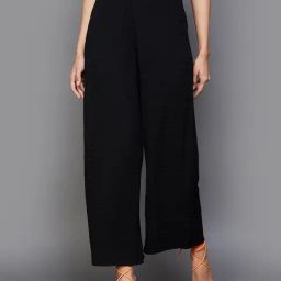 Code by Lifestyle Black Self Pattern Flared Pants-image-61