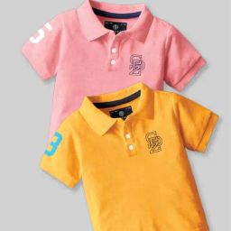 Codez Boys Pink & Yellow Solid Polo T-shirt-image-37