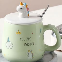 BonZeaL Green & White Unicorn Printed 3D Ceramic Glossy Mugs 350 ml-10