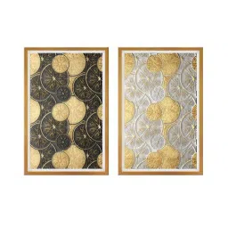 999Store Gold & Black Abstract Pattern Printed Canvas Paintings - Set of 2 image 2
