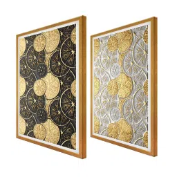 999Store Gold & Black Abstract Pattern Printed Canvas Paintings - Set of 2 image 3